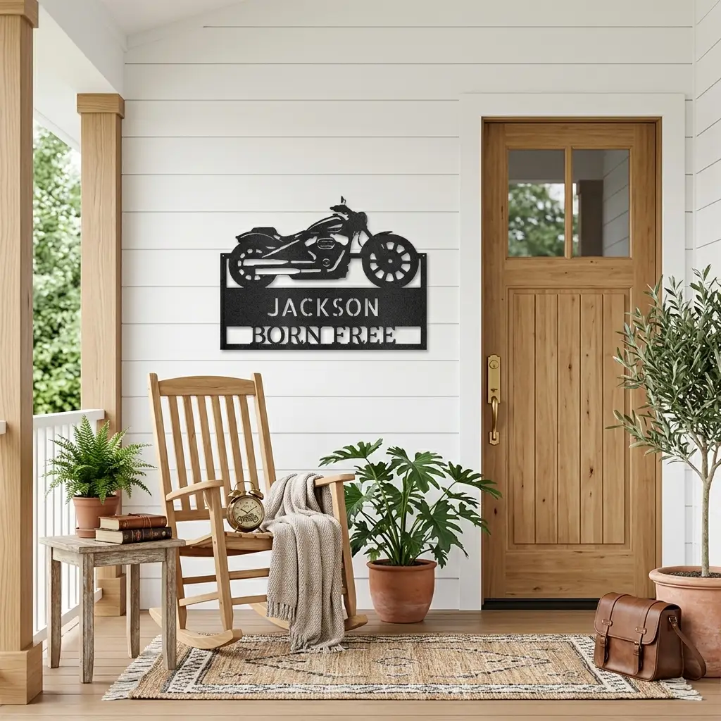 Motorcycle Shop Custom Name Indoor Outdoor Steel Wall Sign