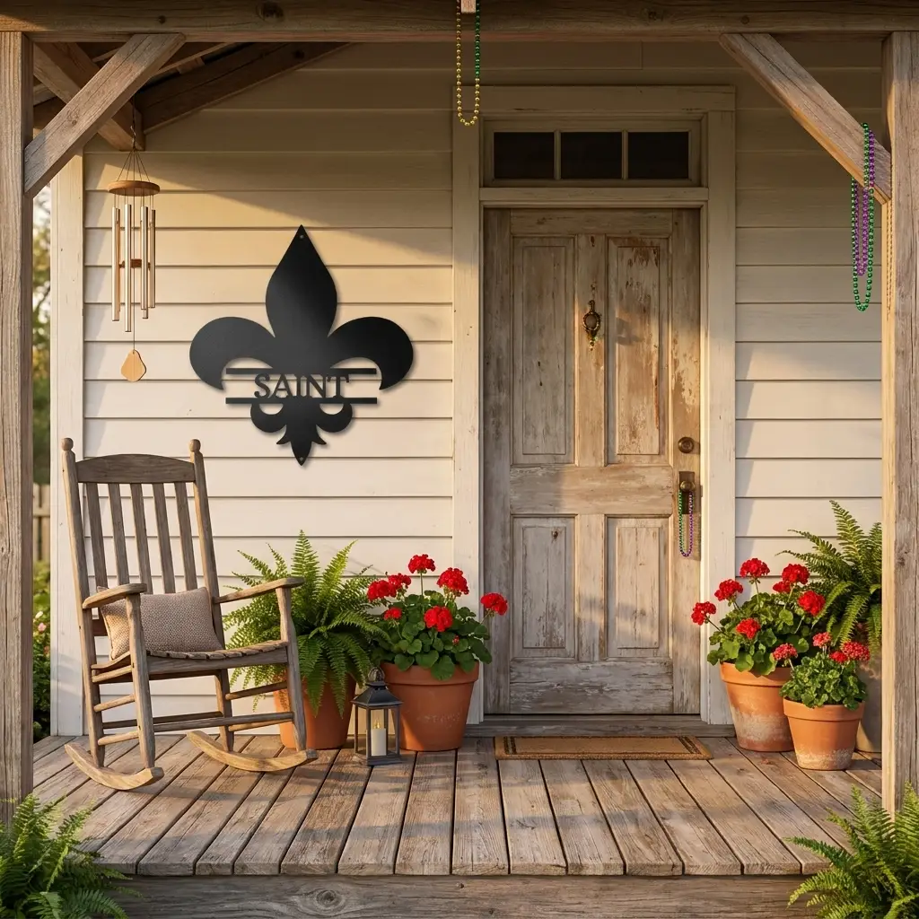 Personalized Fleur De Lis Metal Wall Art – Custom Name Sign – Louisiana Decor – Saints Inspired Wall Decor – Family Name Steel Sign