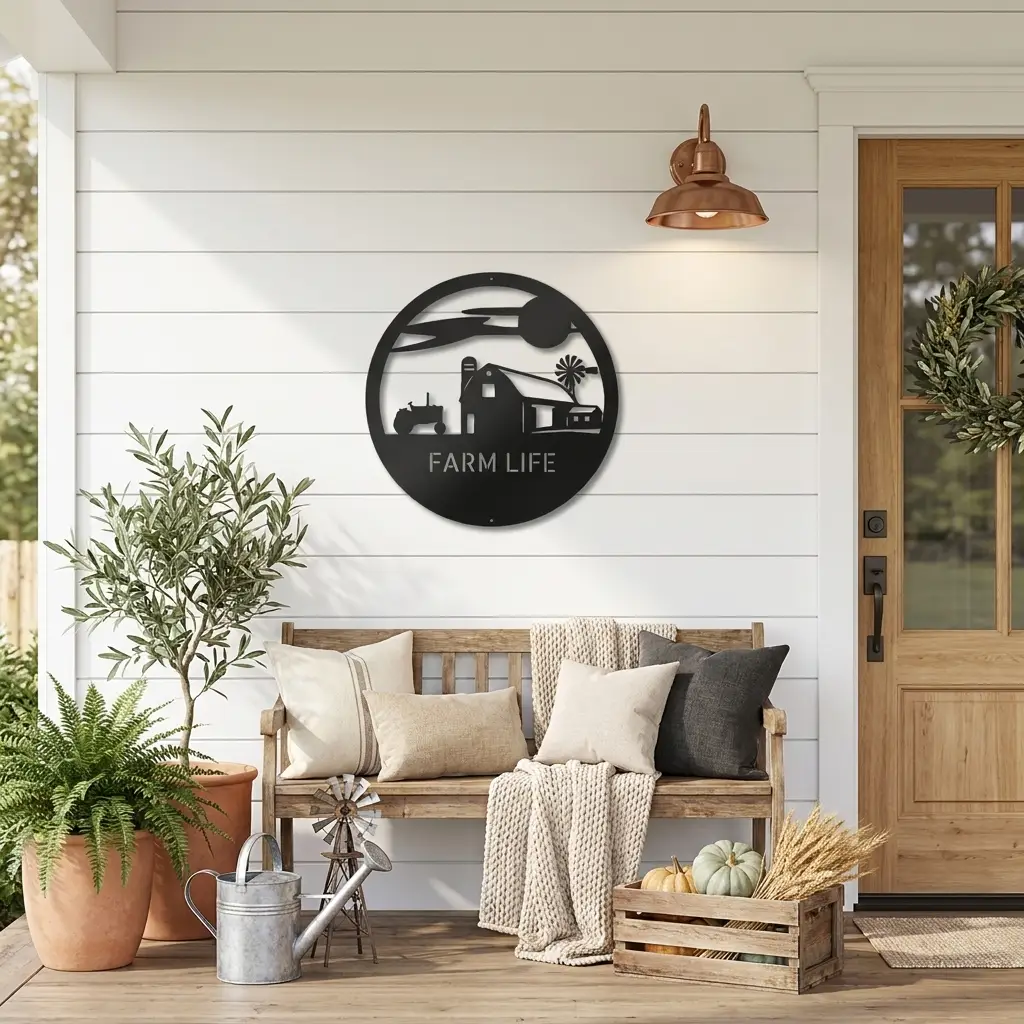 Personalized Farm Life Metal Wall Art | Custom Family Name Farm Sign | Barn, Tractor & Windmill Metal Decor | Rustic Farmhouse Wall Hanging | Made in USA