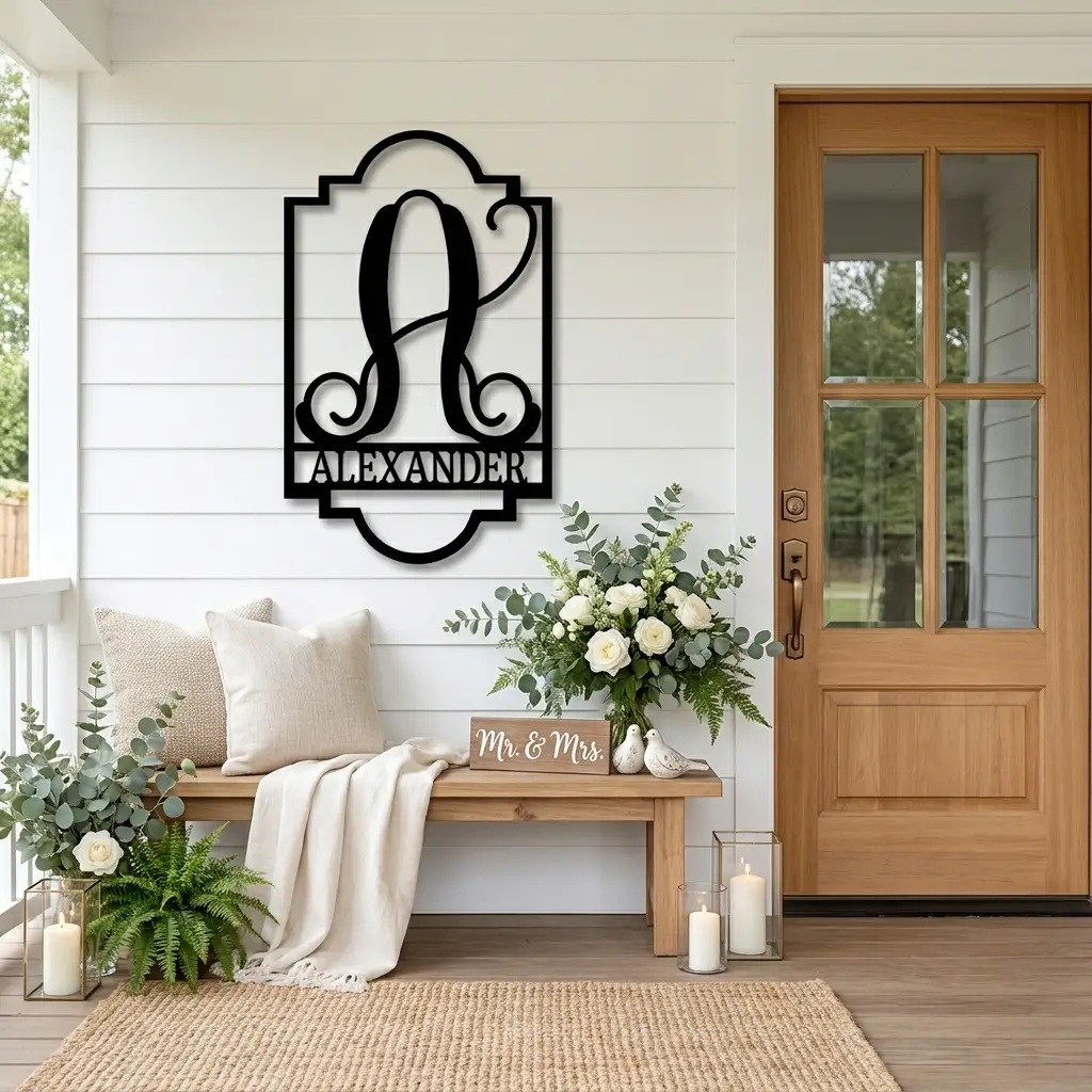 Regal Monogram Custom Name and Initial Metal Wall Art