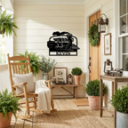 Personalized Coal Train Metal Wall Art | Custom Family Name or Address Train Sign | Steam Locomotive Steel Decor | Made in USA