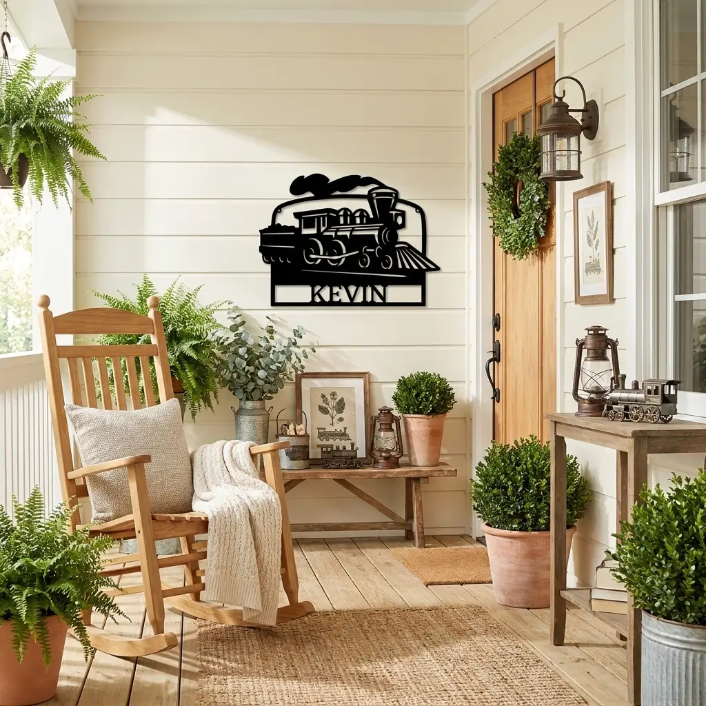 Personalized Coal Train Metal Wall Art | Custom Family Name or Address Train Sign | Steam Locomotive Steel Decor | Made in USA