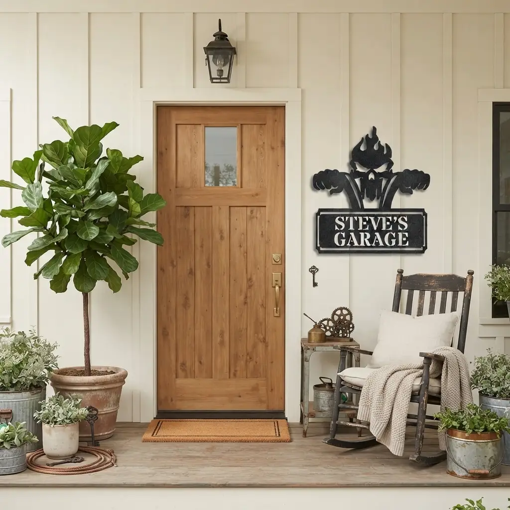 Personalized Motorcycle Biker Metal Wall Art | Custom Garage Name Sign