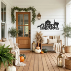 Happy Halloween Metal Wall Art | Pumpkin, Black Cat & Bat Halloween Sign | Rustic Halloween Decor | Indoor & Outdoor Metal Wall Hanging | Made in USA