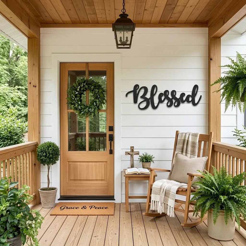 Blessed Word Script Indoor Outdoor Steel Walll Sign