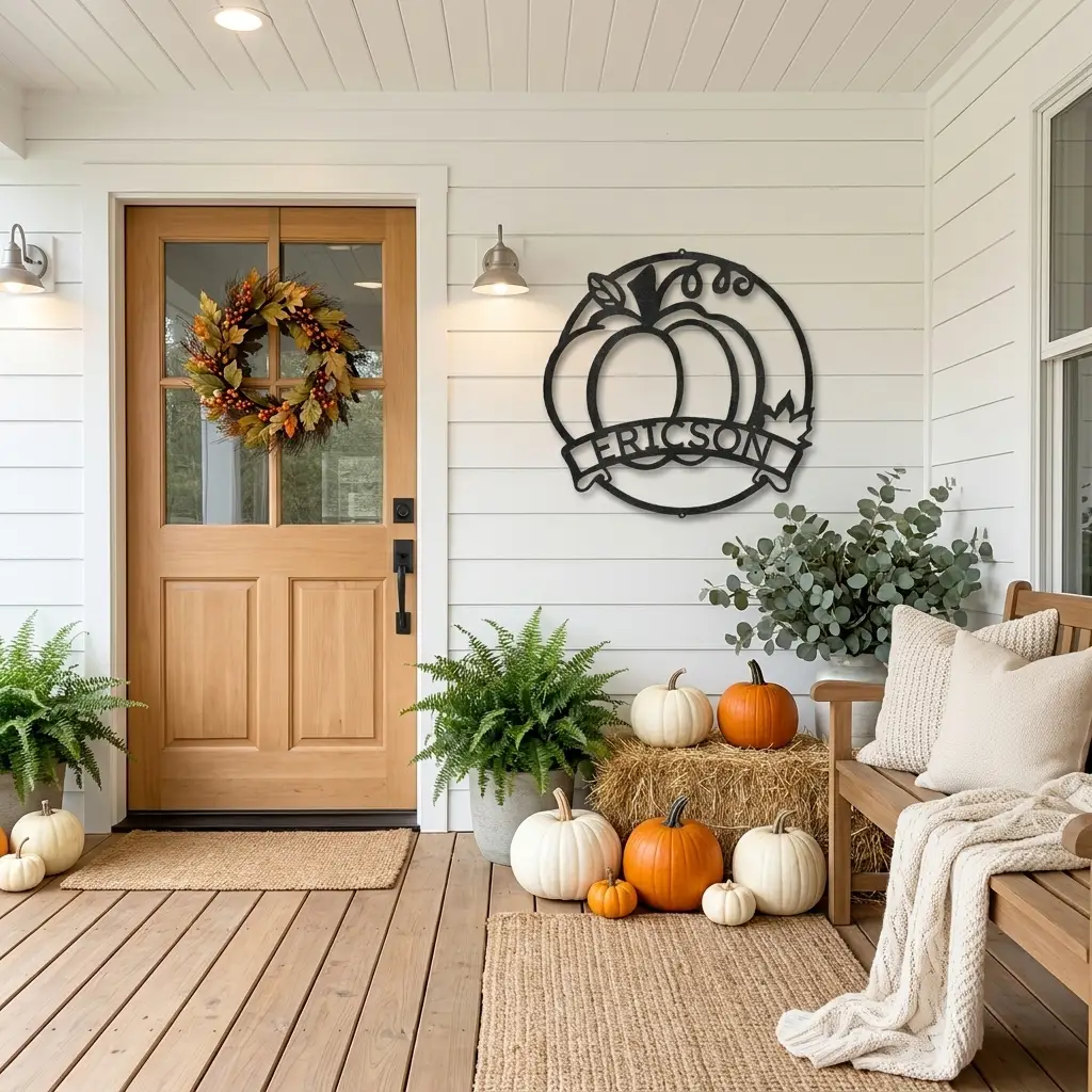 Personalized Pumpkin Metal Wall Art | Custom Family Name Fall Sign | Autumn Harvest Decor | Thanksgiving Wall Hanging | Housewarming Gift | Made in USA