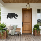 Grizzly Bear Metal Wall Art Sign – Rustic Cabin Wildlife Decor – Bear Silhouette Steel Wall Art – Outdoor Lodge Mountain Home Decor