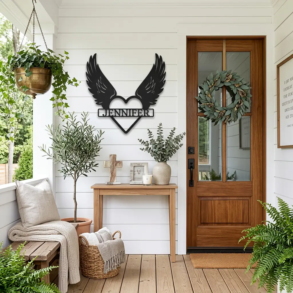 Personalized Angel Wings Memorial Metal Wall Art – Custom Name Remembrance Sign – Sympathy Gift – In Loving Memory Decor – Bereavement Gift