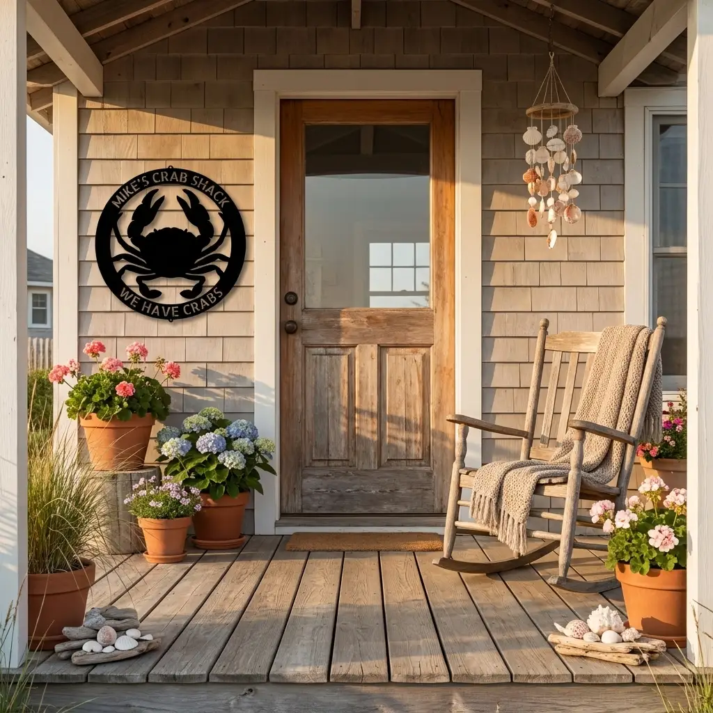 Personalized Crab Metal Wall Art | Custom Crab Shack Sign | Coastal Beach House Decor | Funny Seafood Metal Sign | Custom Outdoor Metal Wall Decor | Made in USA
