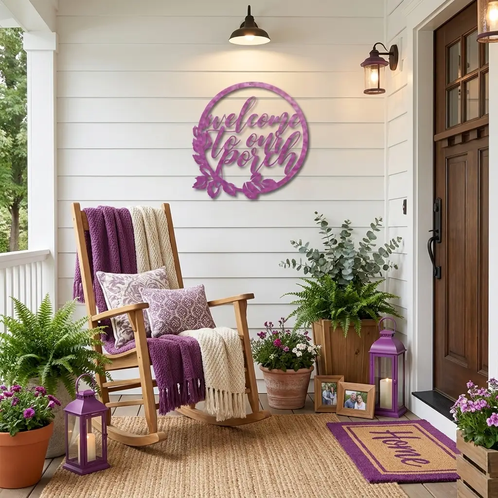 Welcome to Our Porch Indoor Outdoor Steel Wall Sign