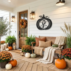 Pumpkin Personalized Initial Metal Sign | Custom Monogram Pumpkin Wall Decor | Fall & Thanksgiving Metal Art | Farmhouse Autumn Decoration | Made in USA