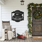 Christmas Truck Personalized Metal Wall Sign | Custom Family Holiday Wall Art | Vintage Truck Christmas Decor | Personalized Name & Year Metal Sign | Made in USA
