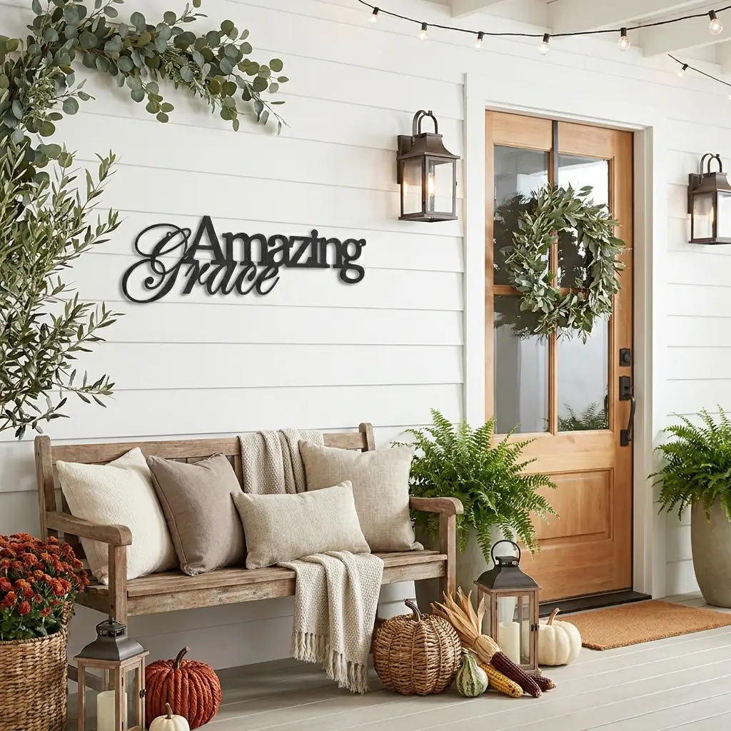 Amazing Grace Metal Wall Art Sign – Christian Steel Scripture Decor – Inspirational Faith Home Decor – Laser Cut Metal Sign