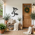 You and Me Metal Wall Art – Romantic Couple Sign – Wedding Gift, Anniversary Decor, Farmhouse Bedroom Wall Decor, Love Sign