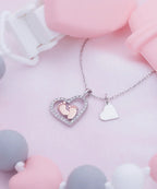 Pregnancy Gift Silver Baby Feet Pendant Necklace Dear Mommy, Lots Of Love, Bump