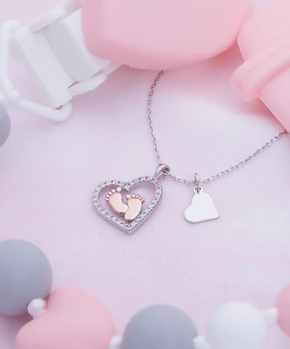 Pregnancy Mom-to-be Baby Feet Charm Necklace Gift from Husband