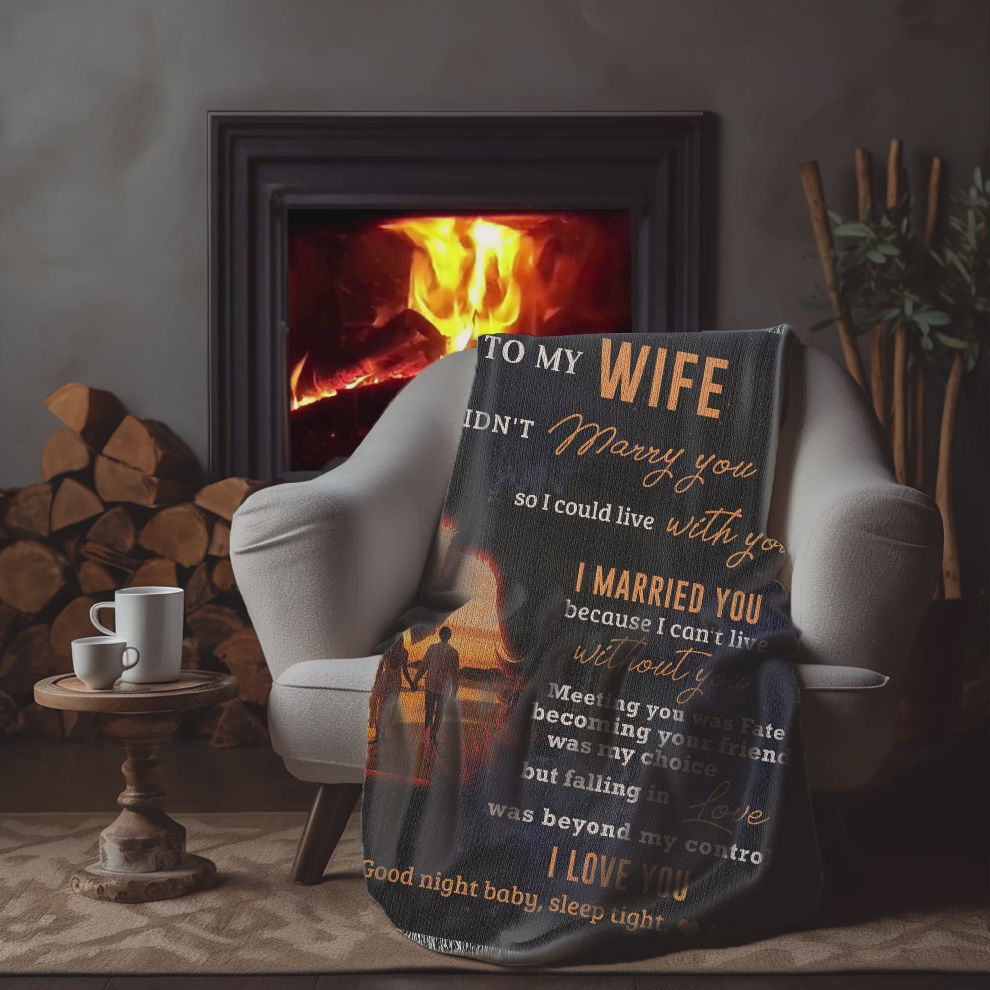 Romantic Gift for Wife - I Can't Live without You Custom Heirloom Woven Blanket