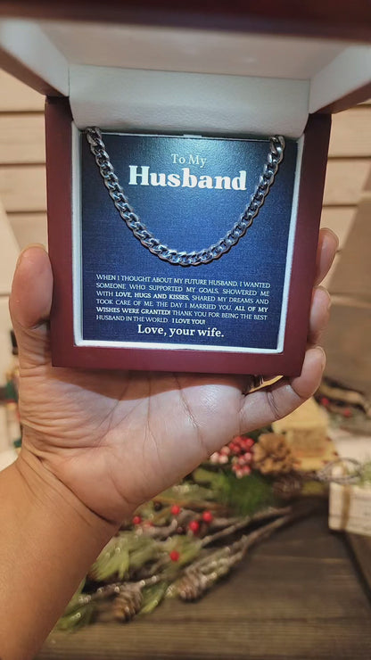 To The Best Husband In The World Cuban Link Chain Necklace