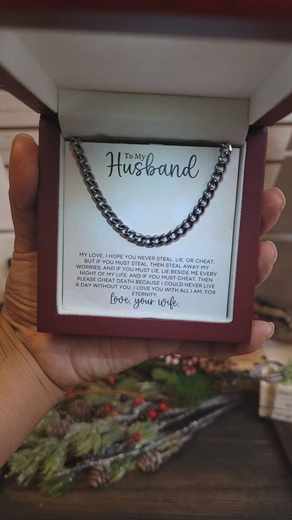 To My Husband Love for all Eternity - Cuban Link Chain Necklace