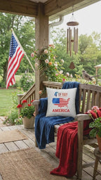 July 4th America Pillow – Patriotic USA Flag Throw Pillow – Independence Day Decor – Red White Blue Indoor Outdoor Cushion – Porch & Farmhouse Accent
