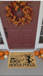 t’s Just a Bunch of Hocus Pocus Coir Doormat – Witchy Halloween Front Porch Decor | Funny Spooky Welcome Mat | Rustic Autumn Entry Rug