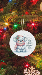 My First Christmas 2025 Koala Ornament – Baby’s First Christmas Keepsake, Cute Newborn Gift, Durable MDF Ornament with Gold Cord