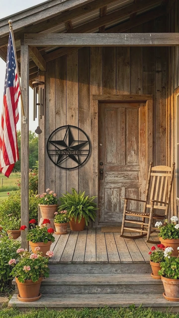 Custom Star Metal Wall Art – Personalized Rustic Farmhouse Sign – Ranch or Family Name