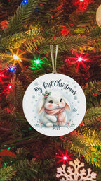 My First Christmas 2025 Bunny Ornament – Baby’s First Christmas Keepsake, Cute Newborn Gift, Durable MDF Ornament with Gold Cord