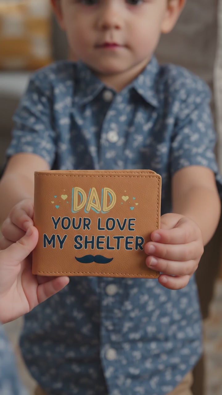 Dad Your Love My Shelter Genuine Cowhide Leather Wallet