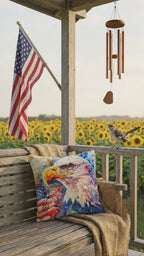 Patriotic Eagle with American Flag Pillow Cover