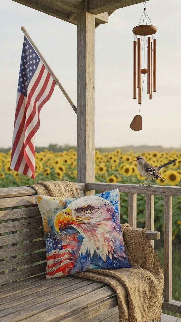 Patriotic Eagle with American Flag Pillow Cover