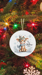 My First Christmas 2025 Giraffe Ornament – Baby’s First Christmas Keepsake, Cute Newborn Gift, Durable MDF Ornament with Gold Cord