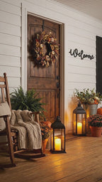Welcome Script Metal Wall Art – Modern Farmhouse Welcome Sign – Minimalist Entryway Steel Decor for Porch, Foyer & Living Room