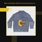 Mom Sunflower Motif Oversized Denim Jacket Mother's Day Birthday Gift for Mother by@Outfy