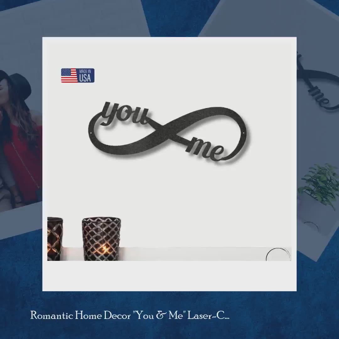 Romantic Home Decor "You & Me" Laser-Cut Infinity Metal Wall Art by@Outfy