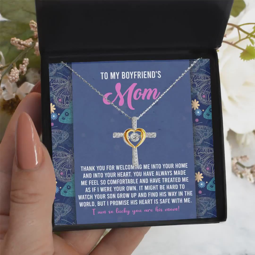 Boyfriend's Mom Cross Necklace with Heartfelt Message Card by@Outfy