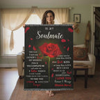 To My Soulmate - The Day I Met You I Found My Missing Piece Heirloom Woven Blanket