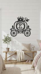 Personalized Fairytale Pumpkin Carriage Metal Wall Art | Custom Initial Princess Carriage Sign | Monogram Metal Decor | Made in USA