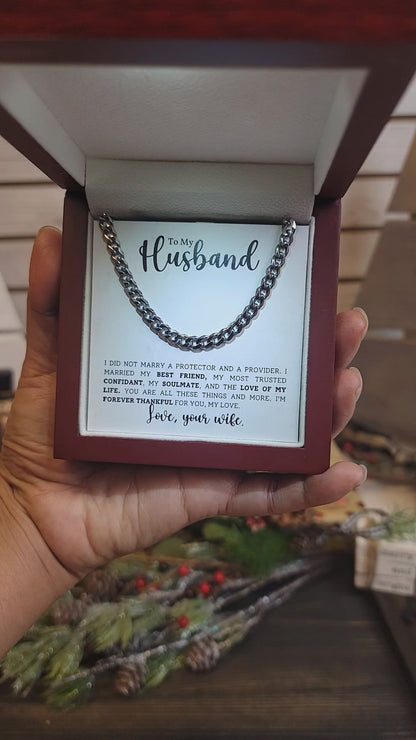 To My Husband, My Protector, My Soulmate - Cuban Link Chain Necklace