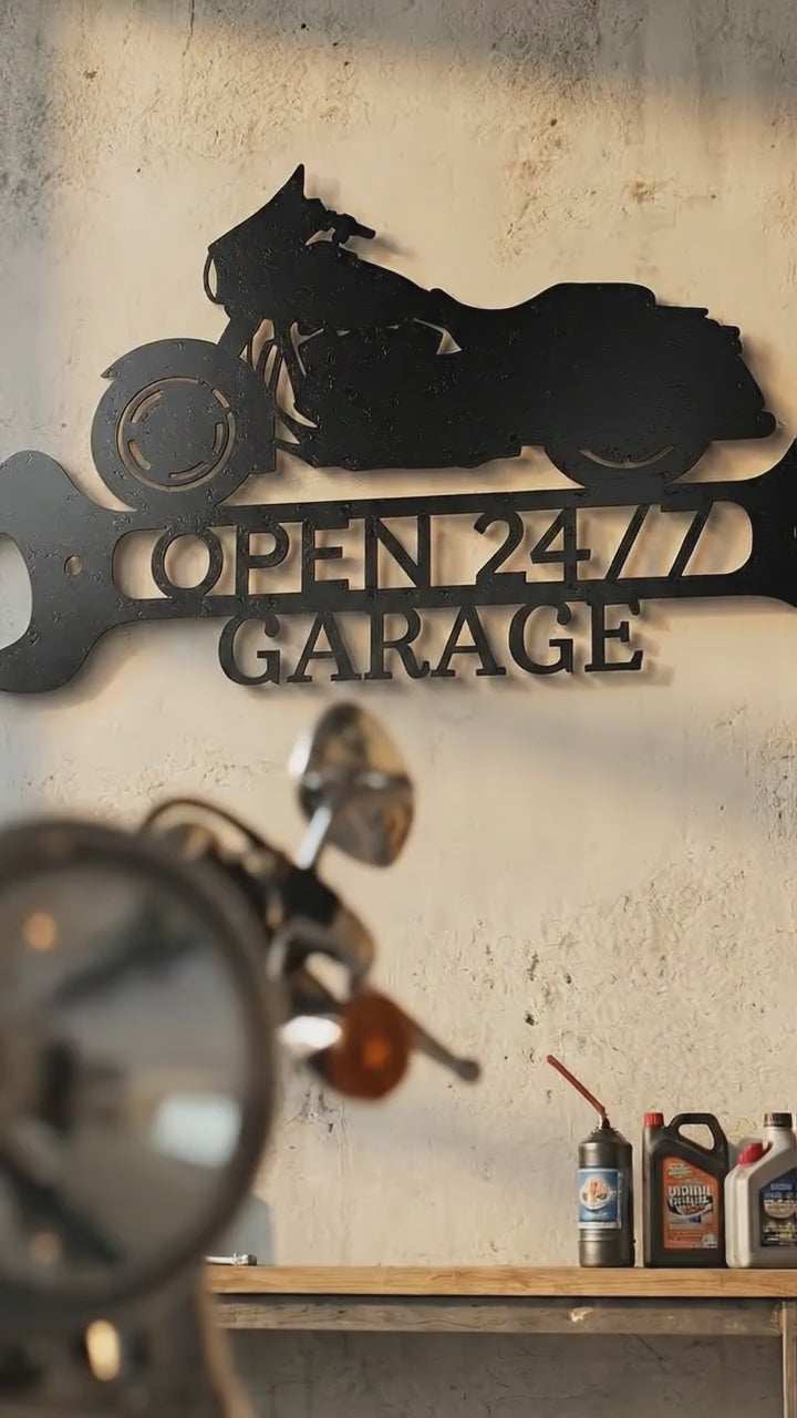 Personalized Motorcycle Garage Metal Sign – Biker Gift – Custom Name Metal Sign – Man Cave Decor – Garage Sign