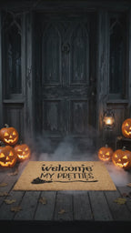 Welcome My Pretties Coir Doormat – Witchy Halloween Welcome Mat | Funny Front Porch Decor | Rustic Fall Entryway Rug