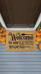 Welcome to Our Haunted House Coir Doormat – Witchy Halloween Welcome Mat | Spooky Fall Front Porch Decor | Rustic Farmhouse Entry Rug