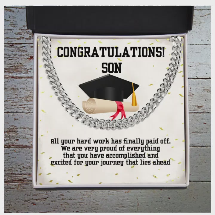Graduation Gift for Son from Mom and Dad Personalized Cuban Link Chain Necklace