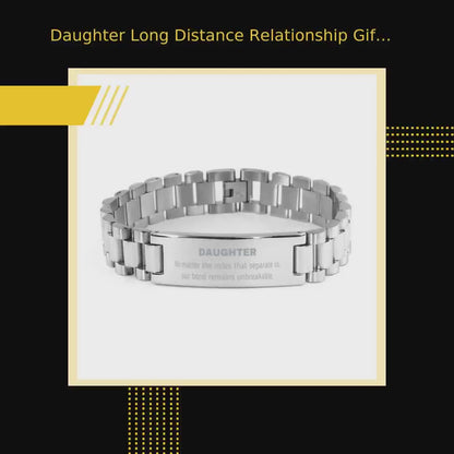 Daughter Long Distance Relationship Gifts, No matter the miles that separate us, Cute Love Ladder Stainless Steel Bracelet For Daughter, Birthday Christmas Unique Gifts For Daughter by@Outfy