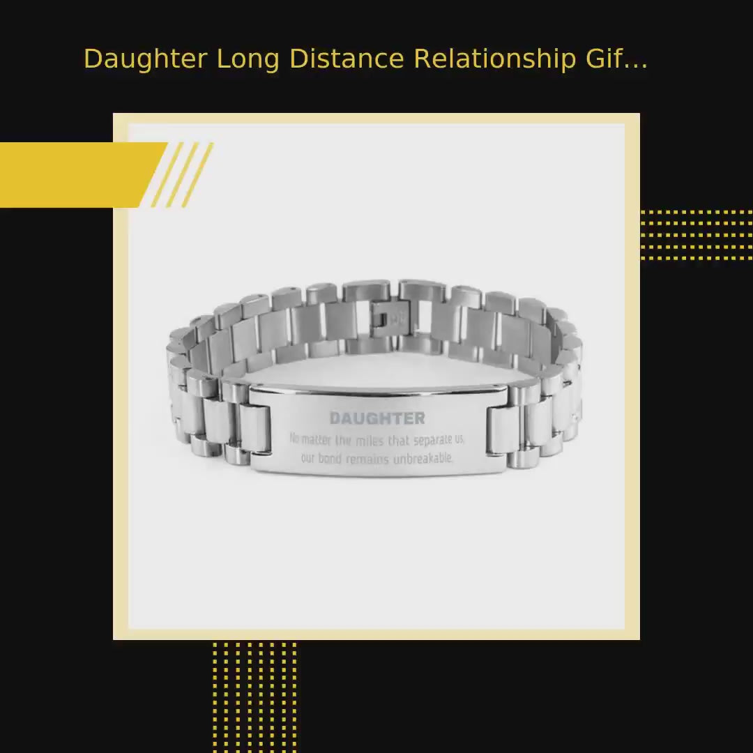 Daughter Long Distance Relationship Gifts, No matter the miles that separate us, Cute Love Ladder Stainless Steel Bracelet For Daughter, Birthday Christmas Unique Gifts For Daughter by@Outfy