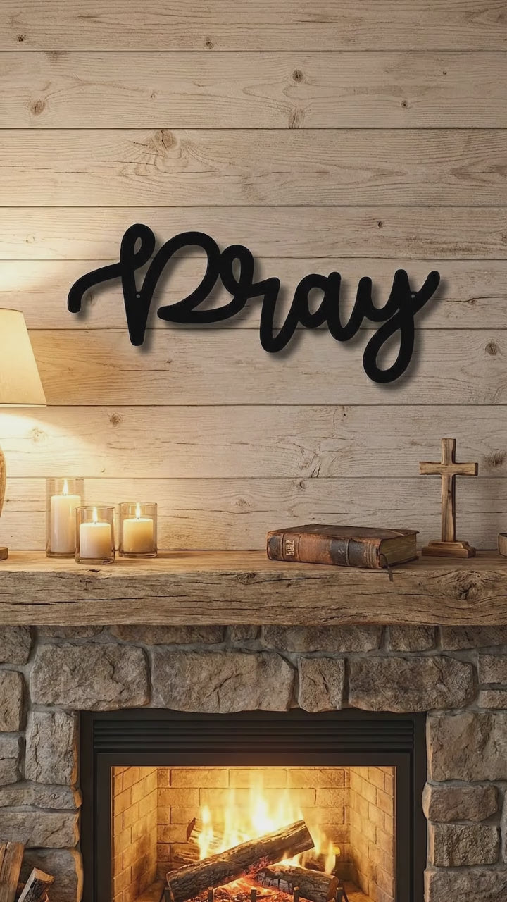 Pray Metal Wall Art – Christian Wall Decor – Faith Script Sign – Religious Home Decor