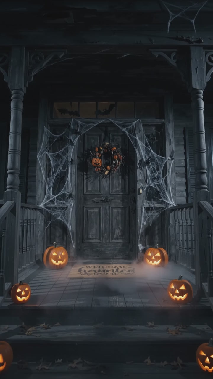 Welcome to Our Haunted Home Doormat – Spooky Halloween Coir Mat Décor