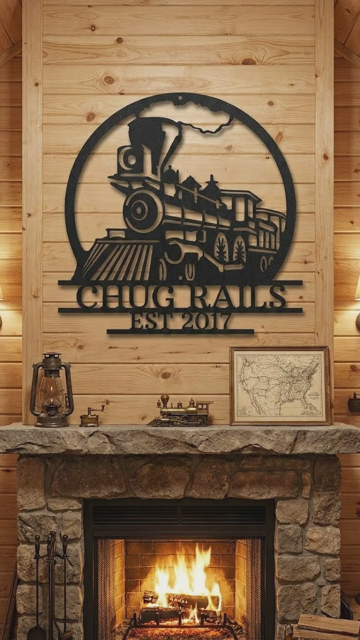 Personalized Train Metal Wall Art | Custom Steam Locomotive Name Sign | Railroad Steel Wall Decor | Train Enthusiast Gift | Made in USA