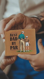 Best Dad by Par Illustrated Wallet – Full Grain Leather Golf Wallet Gift for Dad – Thoughtful Father's Day Gift with Gift Box