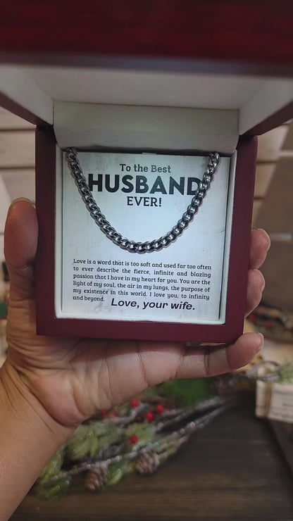 To My Husband -Love You to Infinity and Beyond - Cuban Link Chain Necklace